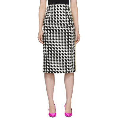 Shop Off-white Black And White Houndstooth Longuette Skirt In Blk & Wht