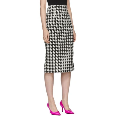 Shop Off-white Black And White Houndstooth Longuette Skirt In Blk & Wht