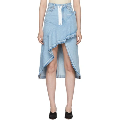 Shop Off-white Blue Denim Ruffles Skirt In Med Blue Wa