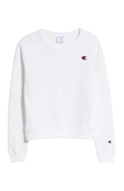 Shop Champion Reverse Weave Crew Sweatshirt In White