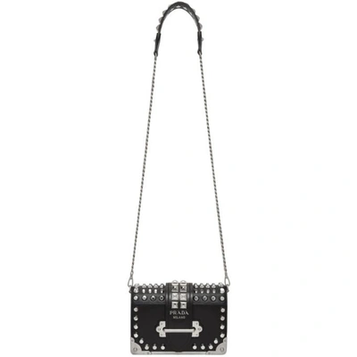 Shop Prada Black Small Studded Cahier Bag In F0002 Black