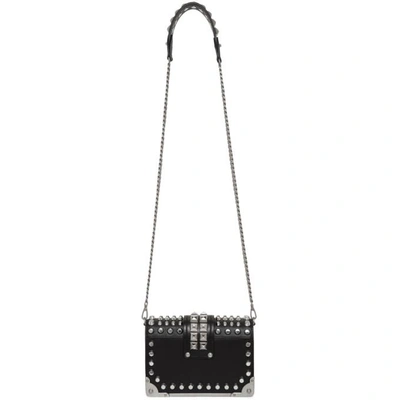 Shop Prada Black Small Studded Cahier Bag In F0002 Black