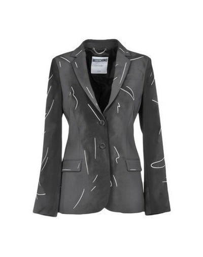Shop Moschino Suit Jackets In Steel Grey
