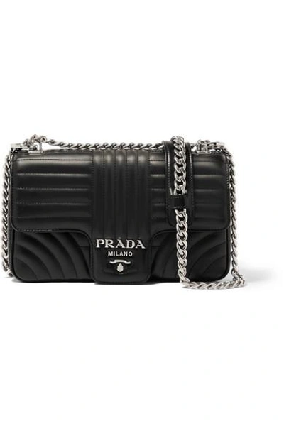 Shop Prada Quilted Leather Shoulder Bag In Black