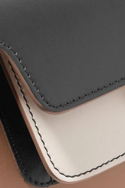 Shop Marni Trunk Small Color-block Leather Shoulder Bag In Black
