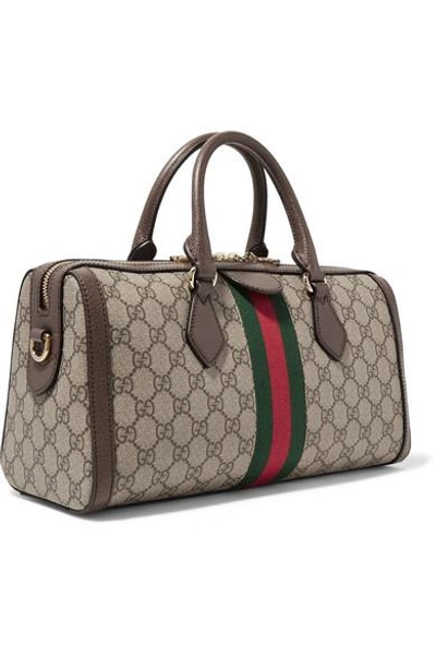 GUCCI Ophidia textured leather-trimmed printed coated-canvas shoulder bag