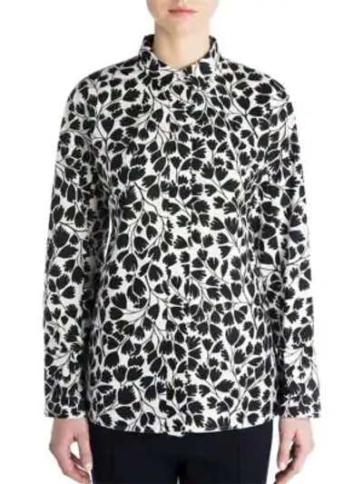 Shop Marni Printed Cotton Poplin Shirt In Black