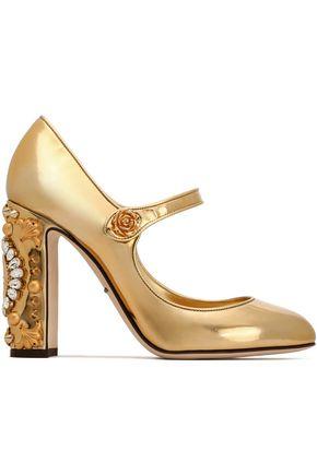 gold mary jane pumps