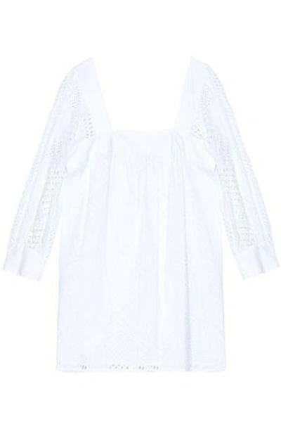 Shop Milly Woman Broderie Anglaise Cotton Blouse White