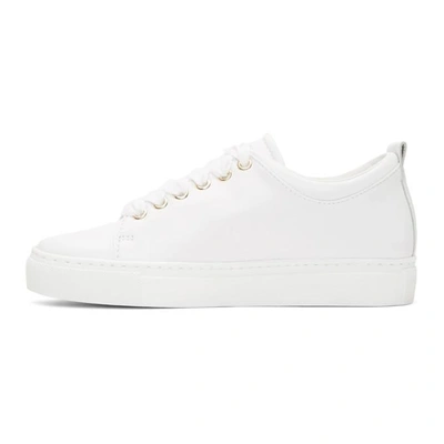 Shop Lanvin White Nappa Perforated Logo Sneakers In 01 White