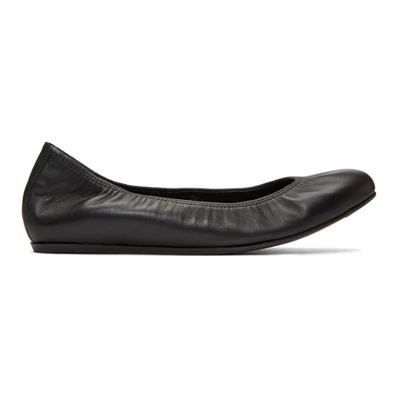 Shop Lanvin Black Nappa Classic Ballerina Flats In 10 Black