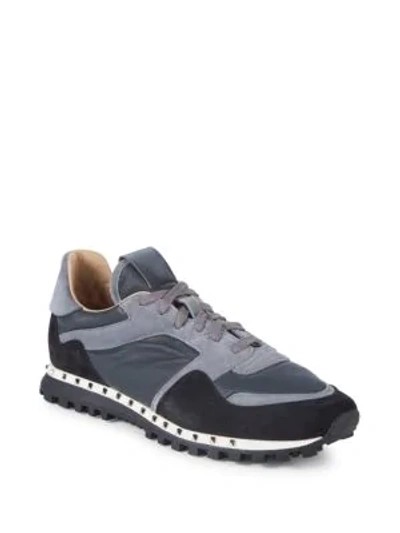Shop Valentino Cap Toe Suede Lace-up Sneakers In Blue Grey