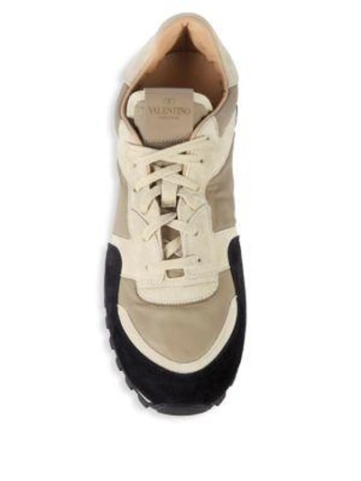 Shop Valentino Cap Toe Suede Lace-up Sneakers In Blue Grey