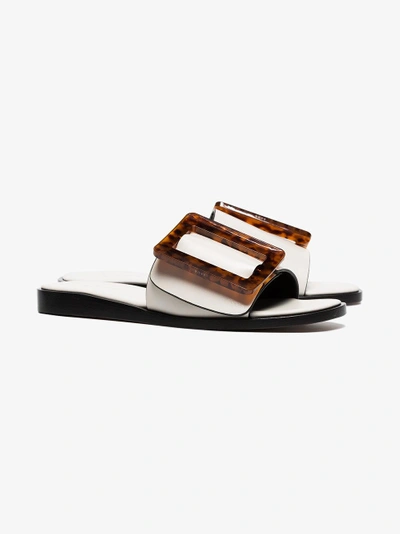 Shop Boyy Oversized Buckle Slide Sandals In White