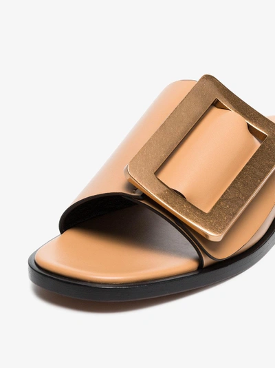Shop Boyy Light Brown Buckle Slide Leather Sandals In Nude/neutrals
