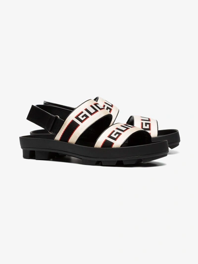 Shop Gucci Stripe Strap Sandal In Black
