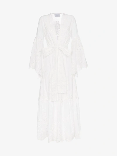 Shop We Are Leone Eyelet Bell Sleeve Maxi Dress In White