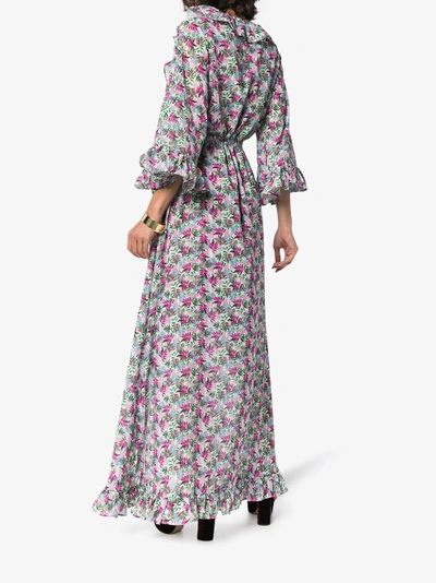 Shop All Things Mochi Floral Print Maxi Wrap Dress In Pink/purple