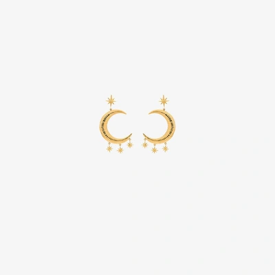 Shop Marte Frisnes Gold Metallic Moon And Stars Sterling Silver Earrings