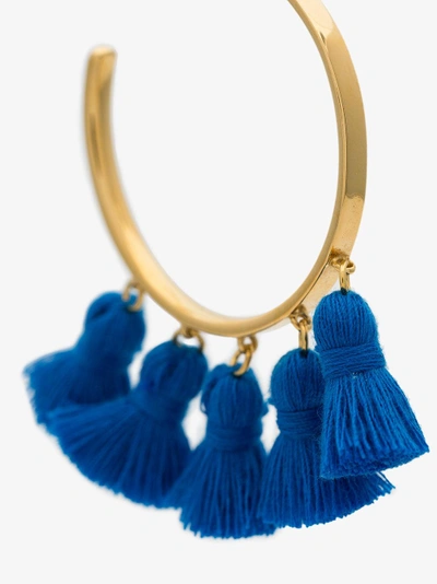 Shop Marte Frisnes Gold Metallic And Blue Raquel Sterling Silver Tassel Hoop Earrings