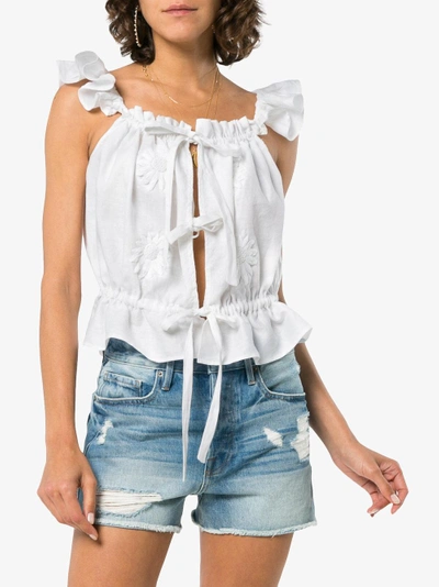 Shop Innika Choo Camisole-top Mit Blumenstickereien In White