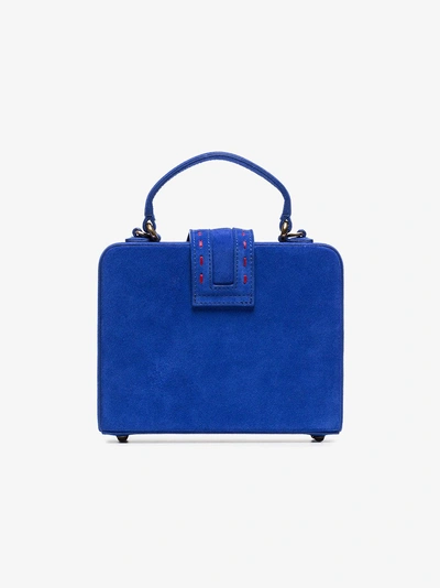 Shop Mehry Mu Blue Fey Small Suede Shoulder Bag