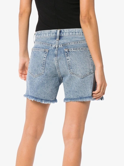 Shop Helmut Lang Cut Off Boy Fit Denim Shorts In Blue