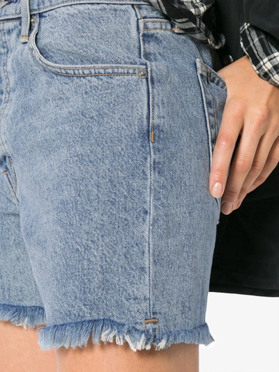 Shop Helmut Lang Cut Off Boy Fit Denim Shorts In Blue