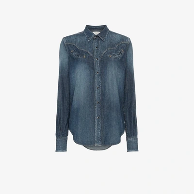 Shop Saint Laurent Western Denim Shirt In Blue