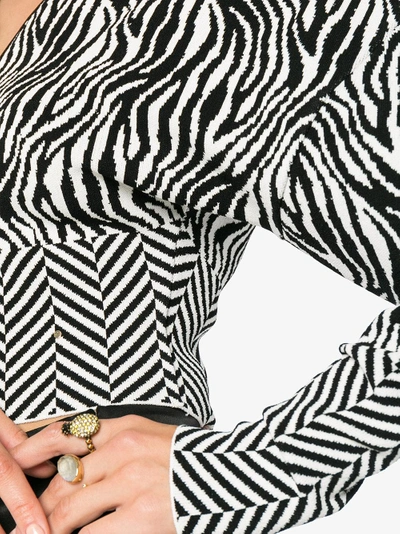 Shop Esteban Cortazar Zebra Print Cropped Sweater In White