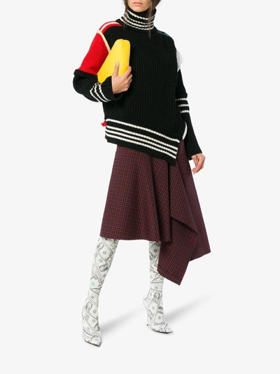 Shop Balenciaga Asymmetric Check Godet Skirt In Red
