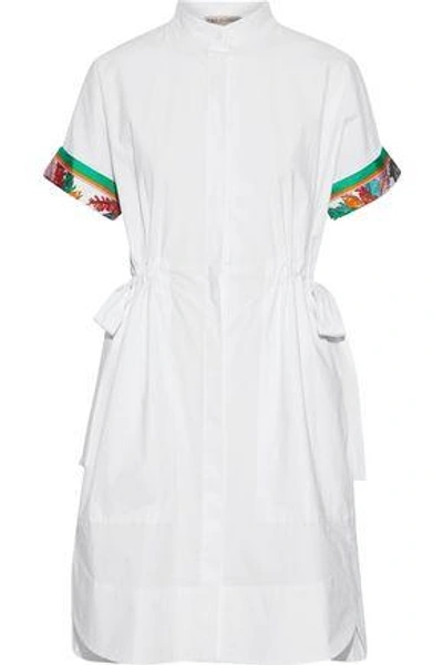 Shop Emilio Pucci Woman Printed Silk Twill-trimmed Cotton-blend Shirt Dress White