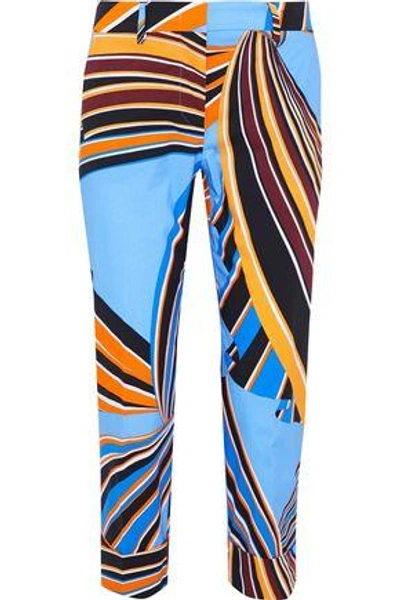 Shop Emilio Pucci Woman Cropped Printed Stretch-cotton Poplin Skinny Pants Multicolor