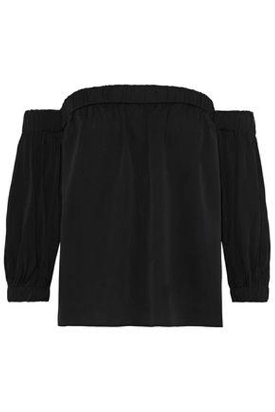 Shop Milly Woman Off-the-shoulder Silk-blend Crepe De Chine Top Black