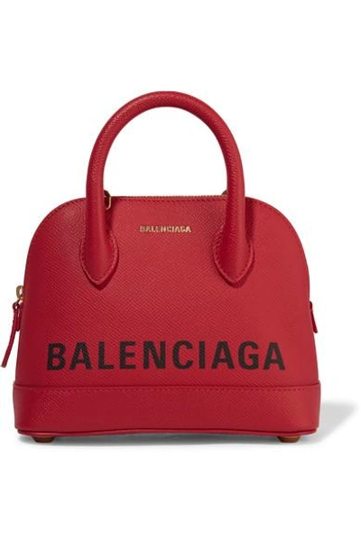 Shop Balenciaga Ville Xxs Aj Printed Textured-leather Tote In Red