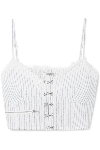 Shop Opening Ceremony Lace-trimmed Cotton-blend Jacquard Bustier Top In White