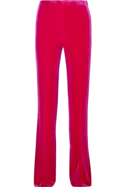 Shop Miu Miu Stretch-velvet Flared Pants In Pink