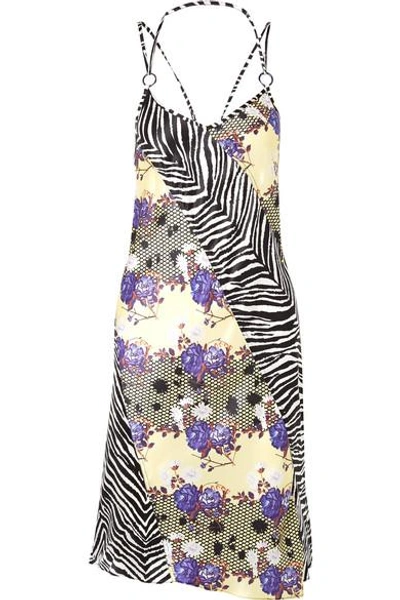 Shop Opening Ceremony Embellished Printed Silk-charmeuse Dress In Purple
