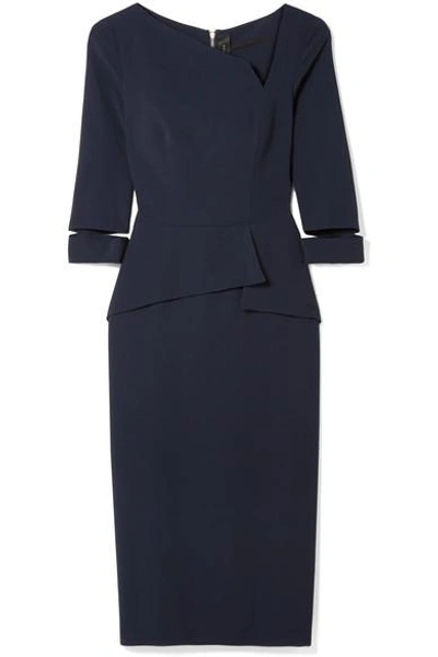 Shop Roland Mouret Dunne Asymmetric Cutout Crepe Dress In Midnight Blue