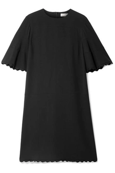 Shop Chloé Scalloped Cady Mini Dress In Black