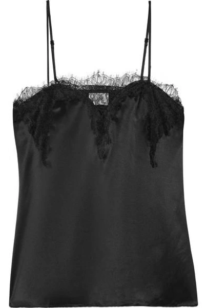Shop Cami Nyc The Sweetheart Lace-trimmed Silk-charmeuse Camisole In Black