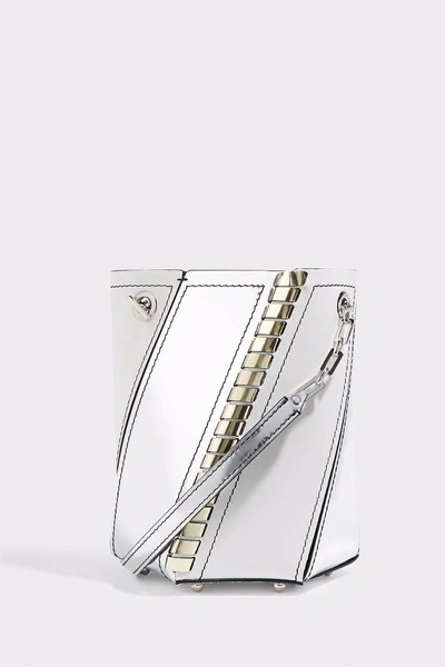 Proenza Schouler Hex Mini Whipstitched Leather And Mirrored-leather Bucket Bag In White