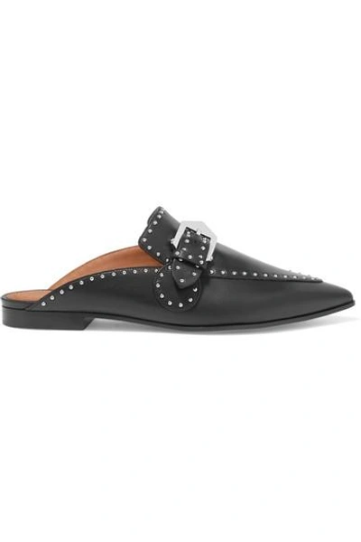 Shop Givenchy Studded Leather Slippers In Black