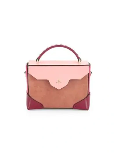 Shop Manu Atelier Micro-bold Colourblock Leather & Suede Top Handle Bag In Rose Bubblegum