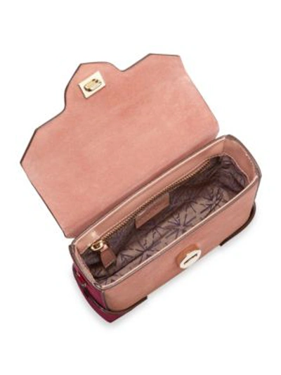 Shop Manu Atelier Micro-bold Colourblock Leather & Suede Top Handle Bag In Rose Bubblegum