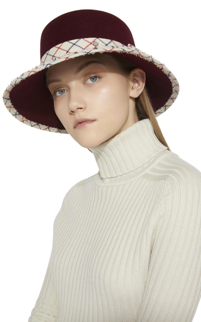 Shop Maison Michel New Kendall Felt Hat In Burgundy