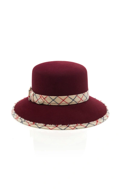 Shop Maison Michel New Kendall Felt Hat In Burgundy