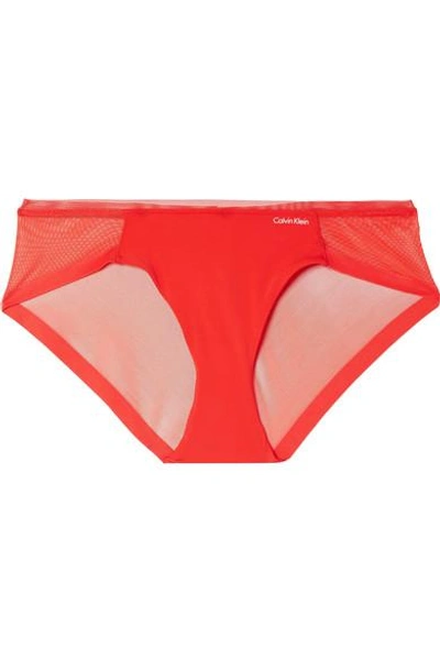 Shop Calvin Klein Underwear Sculpted Stretch-jersey And Mesh Briefs In Red