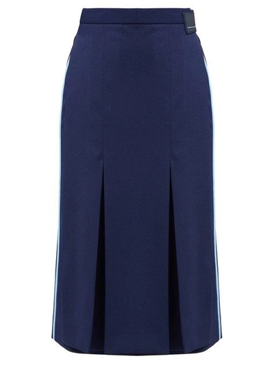 Prada Wrap-front Technical Jersey Skirt In Navy | ModeSens