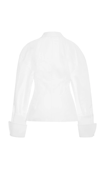 Shop Jacquemus Puff Sleeve Cotton Shirt In White